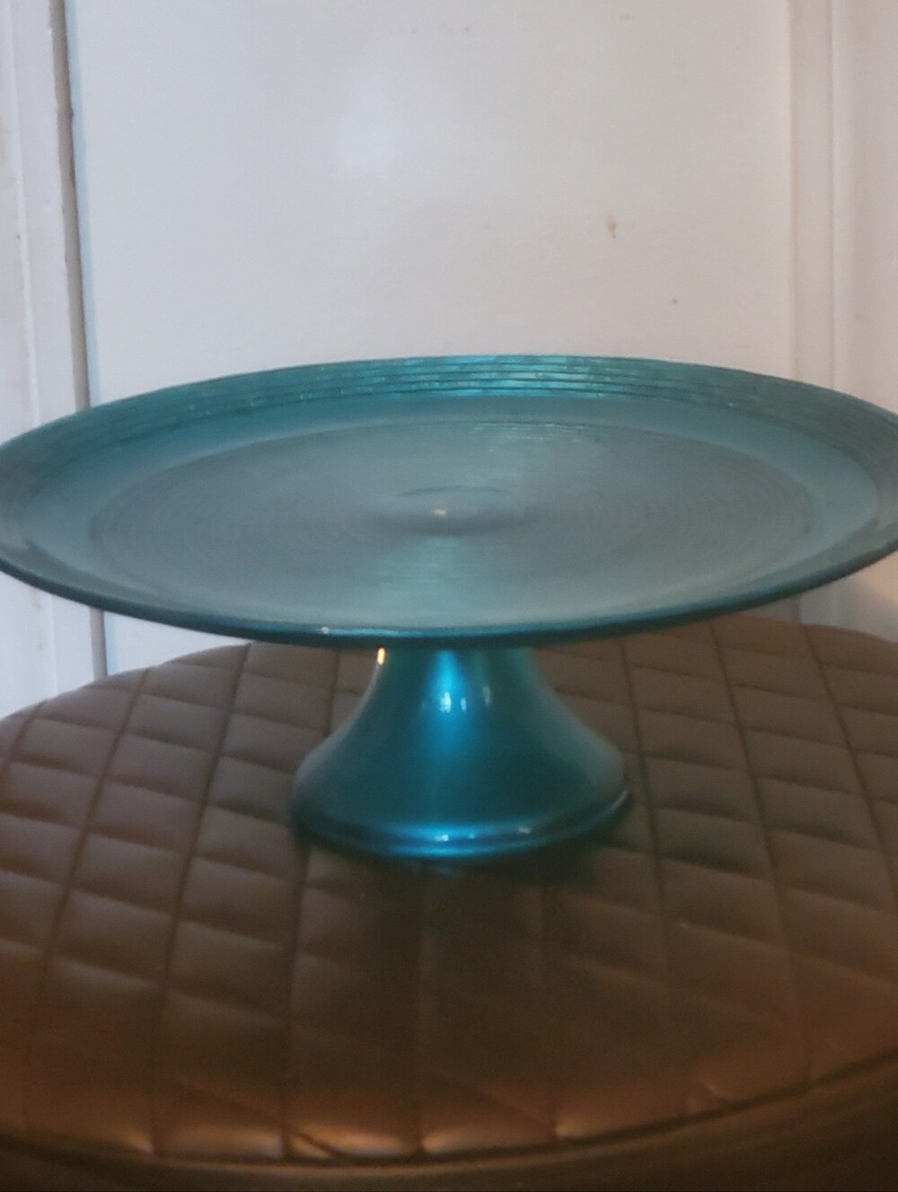 Turquoise/Teal, Glass, Pedestal Cake/Pie Stand